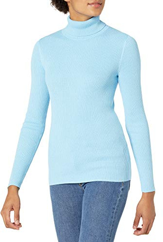 Amazon Essentials Women's Slim-Fit Lightweight Long-Sleeve Turtleneck Jumper, Sky Blue, M