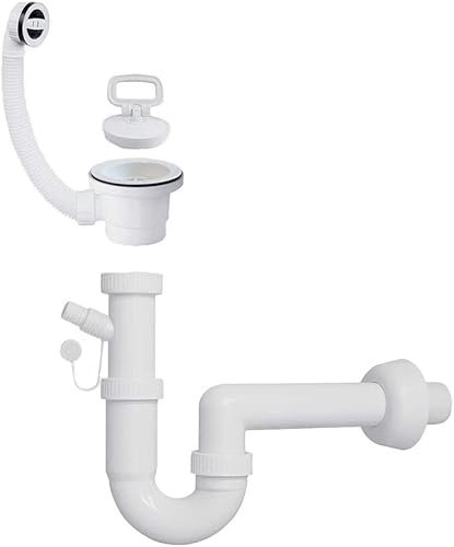 Sifoni, canotti in plastica (polipropilene) per lavello, lavabo, lavandino, vasca, doccia, lavatoio ad incasso o salvaspazio (Sifone curvo ad 1 via da 1'' 1/2 con scarico)