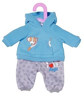 Zapf Creation Dolly Moda Ropa para Muñecas, Conjunto Deportivo Perro Azul, 30 cm, Sudadera con Capucha y Pantalón