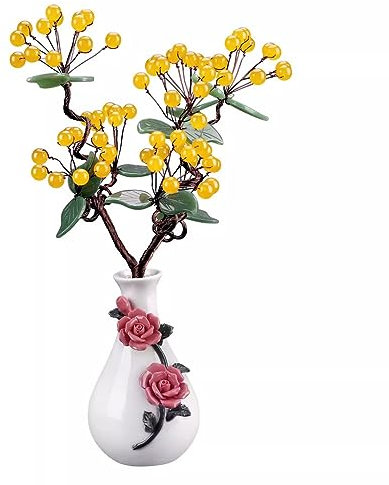 Árbol Topiario Artificial Adorno de Jade, joyería de Jade, Entrada for Sala de Estar, Marco Bogu, Estilo Chino, Sala de Estar, Dormitorio, decoración Artesanal Árbol Bonsái Artificial