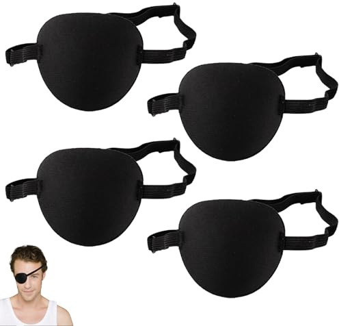 5 Pezzi 3D Regolabili Benda Occhio Kit, Comode Patch per Occhio, Medica Bende Oculari per Bambini Adulti Strabismo Pirata Cosplay