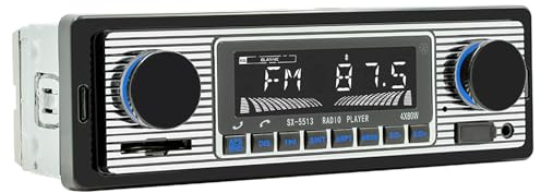 Classic Single Din Car Radio with Bluetooth, Car Stereo FM Radio Receiver, Hands Free Calling, Voice Control,Car Mp3 Player,USB/SD/AUX Port, Remote Control, Car Audio System