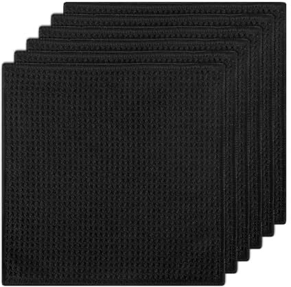 Sivono 6 unidades de 20 x 20 paños de limpieza de microfibra, paños negros, paños de microfibra, paños de cocina, paños de limpieza