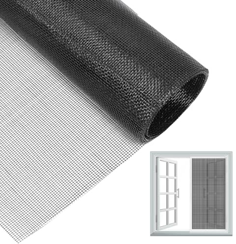 Zanzariera per Finestre Nera 250x120cm, Rete Anti Insetti in Fibra di Vetro Fai-da-Te, Protezione Resistente per Lucernari e Porte Balcone, Maglia Fine per Ricambio, Facile da Tagliare(1, Nero)