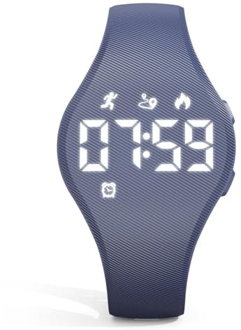 Focwony Kids Digital Fitness Tracker Watch with LED Display, 5-15 Years Waterproof Wrist Watch without App with Pedometer Alarm Clock for Kids Boys Girls Teens (Grey)