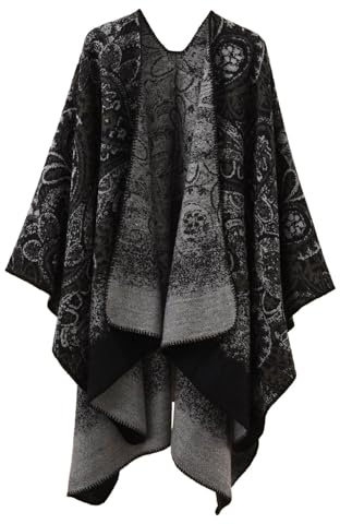 Sciarpa Donna Elegante, Poncho Pile Donna Invernale Classico Multicolore Poncho Lavorato Capes Scialli Oversize Leggeri Reversibili Invernali Stole Calde Elegante Scialle Cappotto Otoño E Invierno