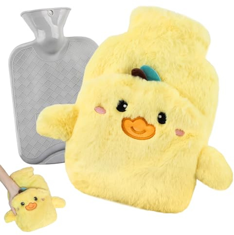 shallyong Borsa Acqua Calda, 1L Borsa Dell'acqua Calda Peluche, Hot Water Bag, Rimovibile e Lavabile, a Prova di Perdite, Morbido e Confortevole (B)