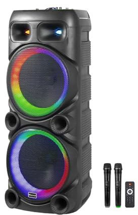 Wintem – Speaker Bluetooth 800W con Microfoni Wireless, Luci LED RGB e Telecomando | Speaker Portatile Potente per Karaoke e Feste, Batteria Ricaricabile fino a 8 Ore di Autonomia