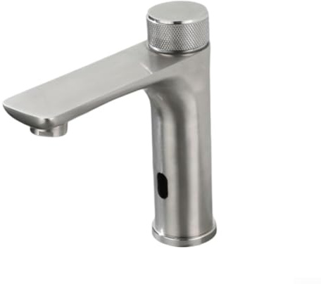 Infrared Sensor Faucet, 304 Stainless Steel Hot Cold Water Tap, Automatic Bathroom Vanity Washbasin Faucet(Silver)