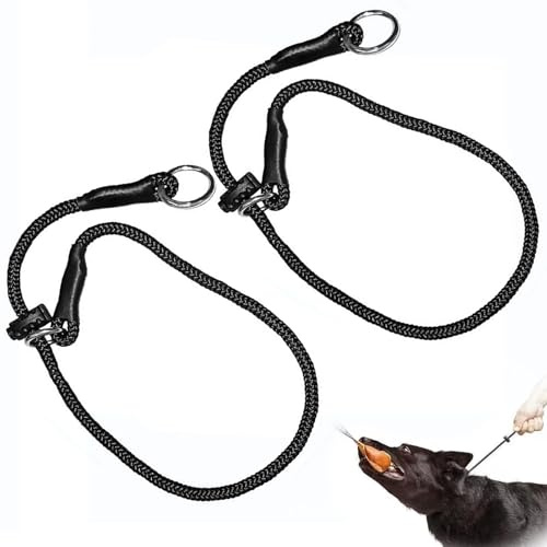 2 PCS Dog Slip Collar for Dogs, 45cm Dog Choker Collar, Grot Collars for Dogs, Round Nylon Rope Chain, P-Collars for Small Medium Dog, Black