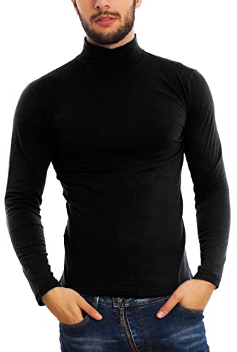 Toocool T-Shirt Col Roulé Homme, sous-Vêtements à Col Roulé en Coton pour Homme, T-Shirt Manche Longue pour Homme A6955 [XXL, Noir]