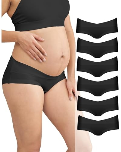 Intimate Portal Maternity Knickers Pregnancy Postpartum Underwear Women Cotton Briefs 6-Pk Black XXL
