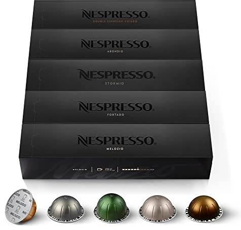 Nespresso VERTUO, urval av signature kaffe (230 ml), Gran Lungo (150 ml) och dubbel espresso (80 ml), medium till mörk rostning, kompatibel med VERTUO kapselmaskiner, set med 50 kaffekapslar
