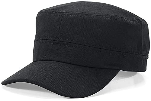 XYIYI Unisex Schwarz Baumwoll Army Cap Baseball Cap Verstellbare Military Flat Kappe Cadet Hat