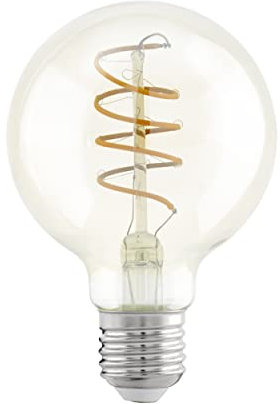 Eglo LED E27, lampadina a globo con spirale, lampada vintage, illuminazione retrò, 4 Watt (equivalente a 26 Watt), 270 Lumen, illuminante bianco caldo, 2200k, Edison G80, Ø 8 cm