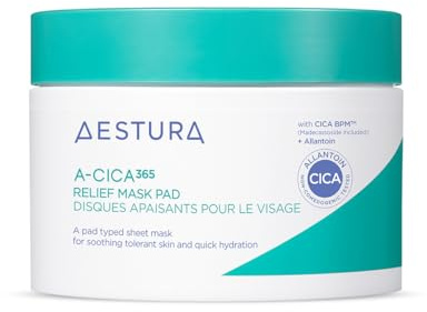 AESTURA A-CICA 365 RELIEF MASK PAD 4X Soft Facial Pads for Quick and Easy Soothing for Dry and All Skin Types, Strengthens Skin Moisture Barrier, Dermatologist Tested, 60 Pads