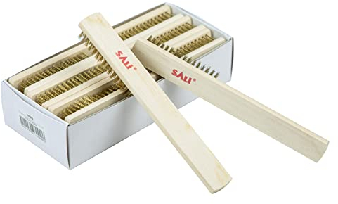 12 Stück Drahtbürste Set mit gebogenem Buchenholzgriff für Reinigung und Rostentfernung von Metallteilen, Farb- und Schmutzentfernung einfache Reinigung von Elektroden und Kontakten an Zündkerzen