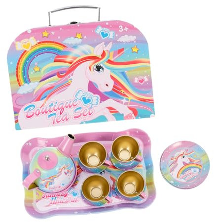 TOYANDONA Juego De Té Infantil De Cocina con Unicornio Juguete De Té De Imitación para Niños Kit Educativo con Caja Portátil