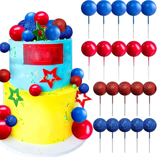 JeVenis Blue Red Happy Birthday Cake Topper Mens Birthday Cake Topper Hero Cake Decorations for Anniversary