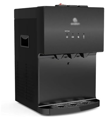 Refrigeratori d'acqua Distributore di acqua senza bottiglia da banco con acqua calda fredda e fredda, doppia filtrazione, autopulente e luce notturna incorporata.