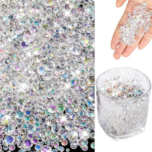 LINGJIA 4000 Stück Dekosand, Tischdeko Hochzeit, Deko Kristalle, Hochzeitsdekoration Acryl Deko Steine, Kristall Deko Sand, Acryl Kristalle, Klare Vasenfüller, Weihnachten Party (Weiß)