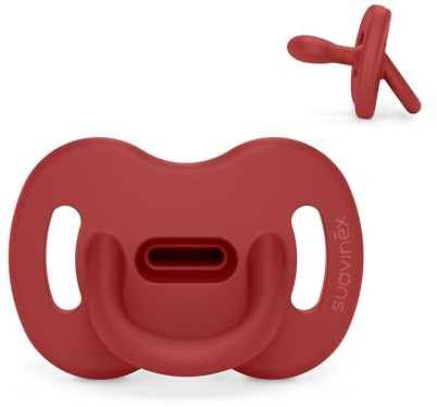 Suavinex, Ciuccio Tutto in Silicone, per Bambini 6/18 Mesi e Neonati, Ciuccio con Tettarella Fisiologica Sx Pro, Super Morbido e Flessibile, Ideale per Dormire, Color Essence, Rosso peperoncino