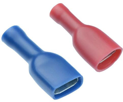 Female Fully Insulated Crimp Spade Connector 120 PCS 6.3mm 14-16AWG Wire Cable Electrica (60 pcs each in Blue and red)