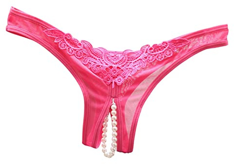 Générique Culotte Sexy Femme Ouverte Coquine String en Dentelle avec Ouverture Ouverte Fleur de Perle Slips Mystérieux Erotique