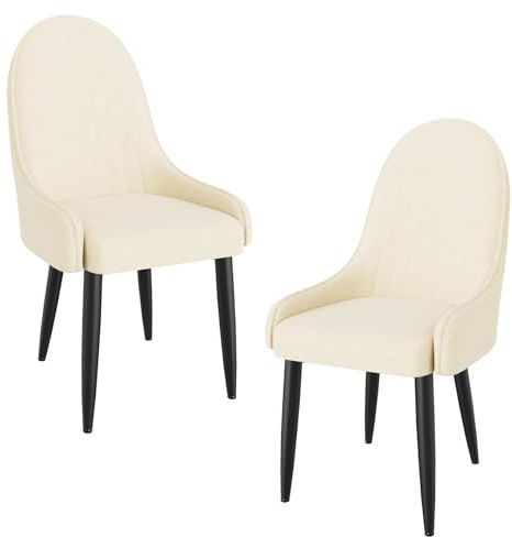 HOTOSYCH Chaises Salle à Manger en Tissu, Dossier Haut (2, Blanc)
