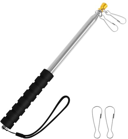 BAODBF Asta telescopica per bandiere, 2,5 m, in acciaio inox, asta telescopica con manico antiscivolo, paletta telescopica per viaggi, campeggio, guida turistica insegnante