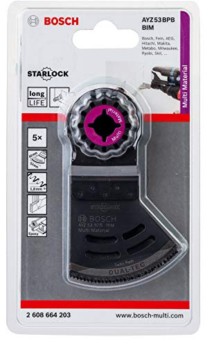 Bosch Professional 5x Saw Blade AYZ 53 BPB Dual-Tec (for wood & abrasive materials, Width 53 mm, Accessory Multitool)