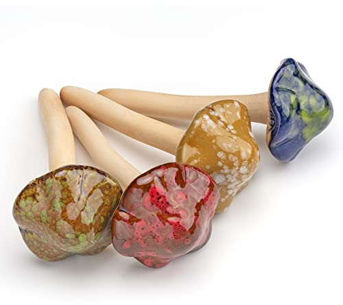 Famgee Lot de 4 champignons décoratifs en céramique pour jardin, cour, jardin féérique, pelouse, terrasse, pots de fleurs, statues d'extérieur de 11,5 cm de hauteur (couleur aléatoire)
