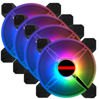 4 Unidades 120mm RGB ventilador PC Case ventiladores 5V-3PIN direccionable ARGB ventiladores Soporte de sincronización de placa base con velocidad y música Control inalámbrico