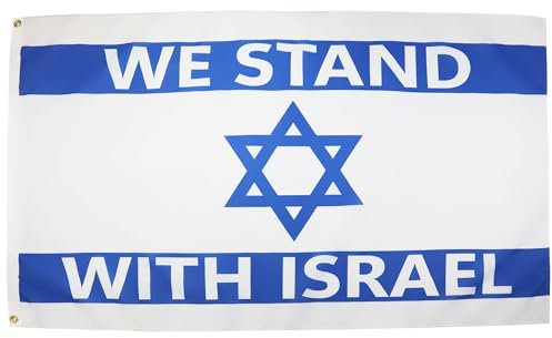 AZ FLAG - Drapeau We Stand With Israel - 150x90 cm - Drapeau Israéliens 100% Polyester Avec Oeillets Métalliques Intégrés - Pavillon 110g