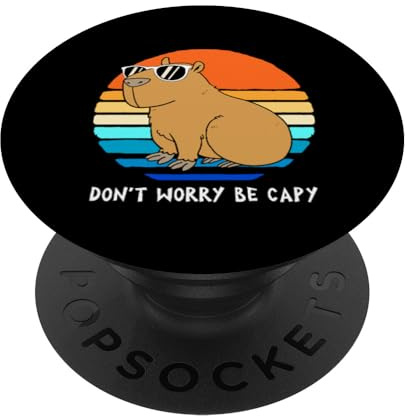 Retro Rodent Funny Capybara Dont Be Worry Be Capy PopSockets Adhesive PopGrip