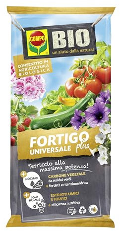 COMPO BIO FORTIGO Plus Terriccio Universale, Per Piante in Vaso e in Piena Terra, Consentito in Agricoltura Biologica, 20 L