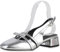 VAN HILL Damen Slingpumps Blockabsatz Lack Klassisch Schuhe 214302 Silber 36