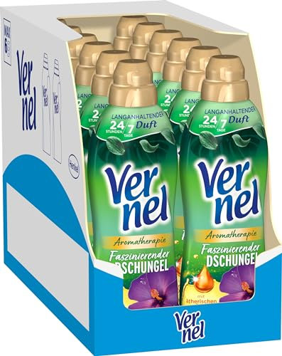 VERNEL Aromatherapie Faszinierender Dschungel Weichspüler 444WL (12x37 Waschladungen), langanhaltender Wäscheduft mit ätherischen Ölen für 24/7 Frische, recycelbare Flasche