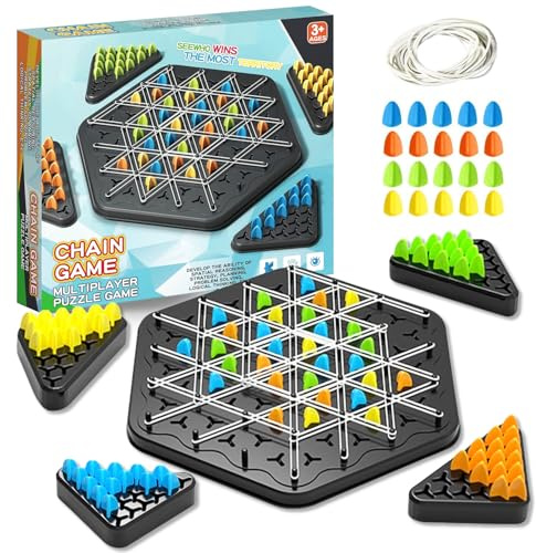 Triangle Chain Game, Teaser Strategy Puzzle Toys, Family Interactive Chess Board Games for 2 to 4 Players, Triggle Board Game, Above Boys Girls Christmas Birthday Gifts