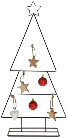 Espositore per albero di Natale, nero, con 6 ganci per la decorazione, 56 cm, supporto in metallo per decorazioni decorative con pizzo a stella, decorazione natalizia per albero di Natale