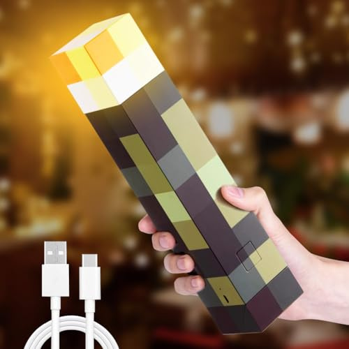 Fouvin Lampada da Parete Torcia 28cm, Lampada Notturna Ricaricabile USB, Lampada da Comodino, Montaggio a Parete/Mano, Ideale per Bambini Cameretta, Soggiorno e Studio, Regalo Creativo, Giallo