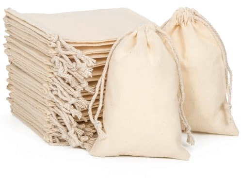packra Sacchetti di cotone con coulisse, piccoli sacchetti di stoffa da riempire, per il calendario dell'Avvento, sacchetti regalo fai da te (10 x 14 cm), 24 pezzi)