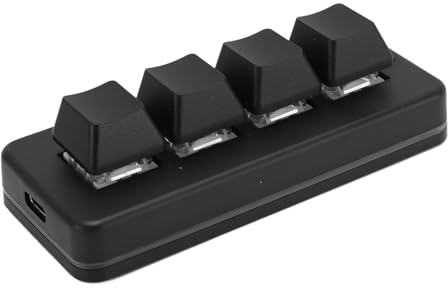 Fockety Tastiera da Gioco Meccanica a 4 Tasti, Tastiera Macro Programmabile con una Sola Mano, Mini Tastiera Copia e Incolla con Illuminazione RGB, Interruttore Blu, Triplo Strato di