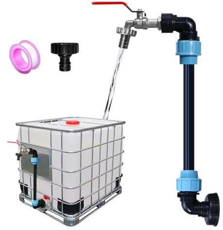 Adaptateur IBC avec Col De Cygne en Laiton, Raccord S60x6 3/4 Étanche, Robinet Cuve 1000L Plastique, Raccord Cuve 1000 litres, pour De Réservoir, Accessoire pour Réservoir d'eau De Pluie IBC