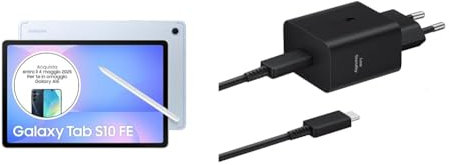 Samsung Galaxy Tab S10 FE con caricabatterie 45W con USB-C, Android Tablet, Display 10.9' LCD, Wifi, RAM 8GB, 128GB, 8.000 mAh, S Pen, Android 15, IP68, Blue [Versione italiana]