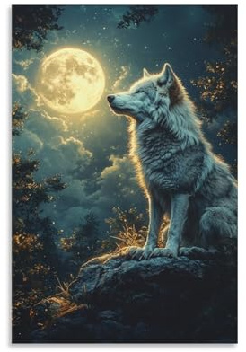 ESPLJQRYX Wolf Wandbild Leinwand Gemälde Wand-Dekorationen Poster Leinwanddrucke Kunstwerk Für Bad Schlafzimmer Wanddekoration 20x30inch(50x75cm)