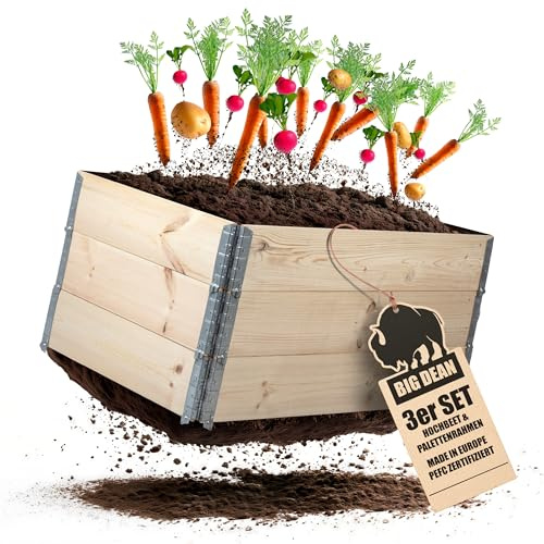 3 Stück Hochbeet für Garten Holz Beet Hochbeete-Kit Palettenrahmen 80x60cm