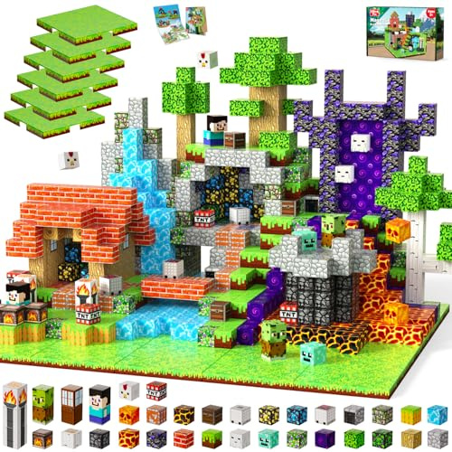 150PCS Magnetic Blocks with 6 Base Plate - Building Blocks Cubes for Kids Ages 4-8, STEM Magnet Building Toys Boys Girls, Christmas Birthday Gifts Preschool Educational Learning Toy for 3+ Years Old