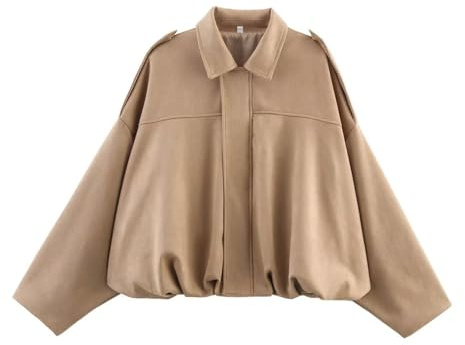 Blouson suédine Femme Zippée Courte Chic Elegant Veste Femme Blousons Aviateur Winter Blouson
