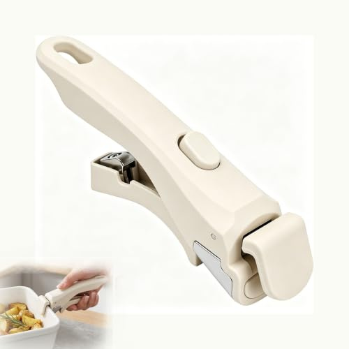 Manico universale rimovibile bianco con tensione regolabile, resistente al calore fino a 250 °C, manico in acciaio inox con nucleo in silicone antiscivolo, robusto e durevole, adatto per pentole set